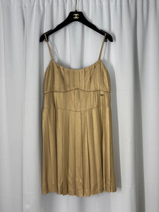 Chanel Georgette Crepe guld klänning fr 34 SV14853