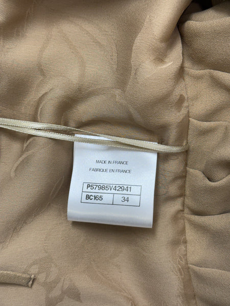 Chanel Georgette Crepe guld klänning fr 34 SV14853