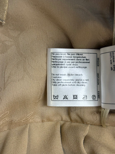 Chanel Georgette Crepe guld klänning fr 34 SV14853
