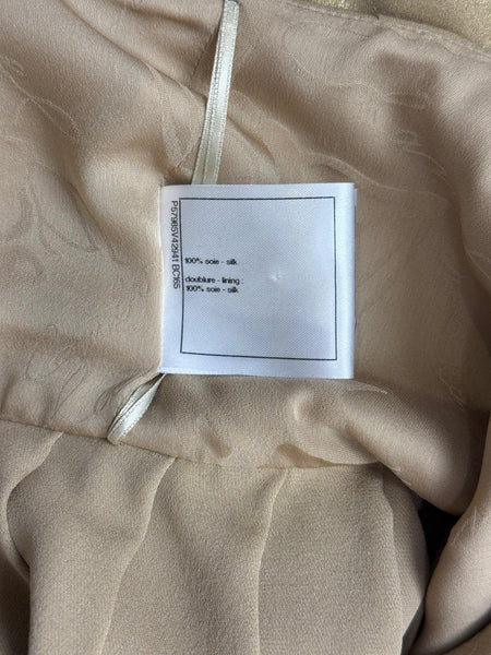 Chanel Georgette Crepe guld klänning fr 34 SV14853