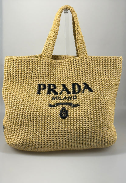 Prada Crochet Raffia tote L SV12786