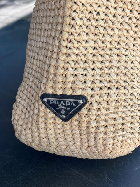 Prada Crochet Raffia tote L SV12786