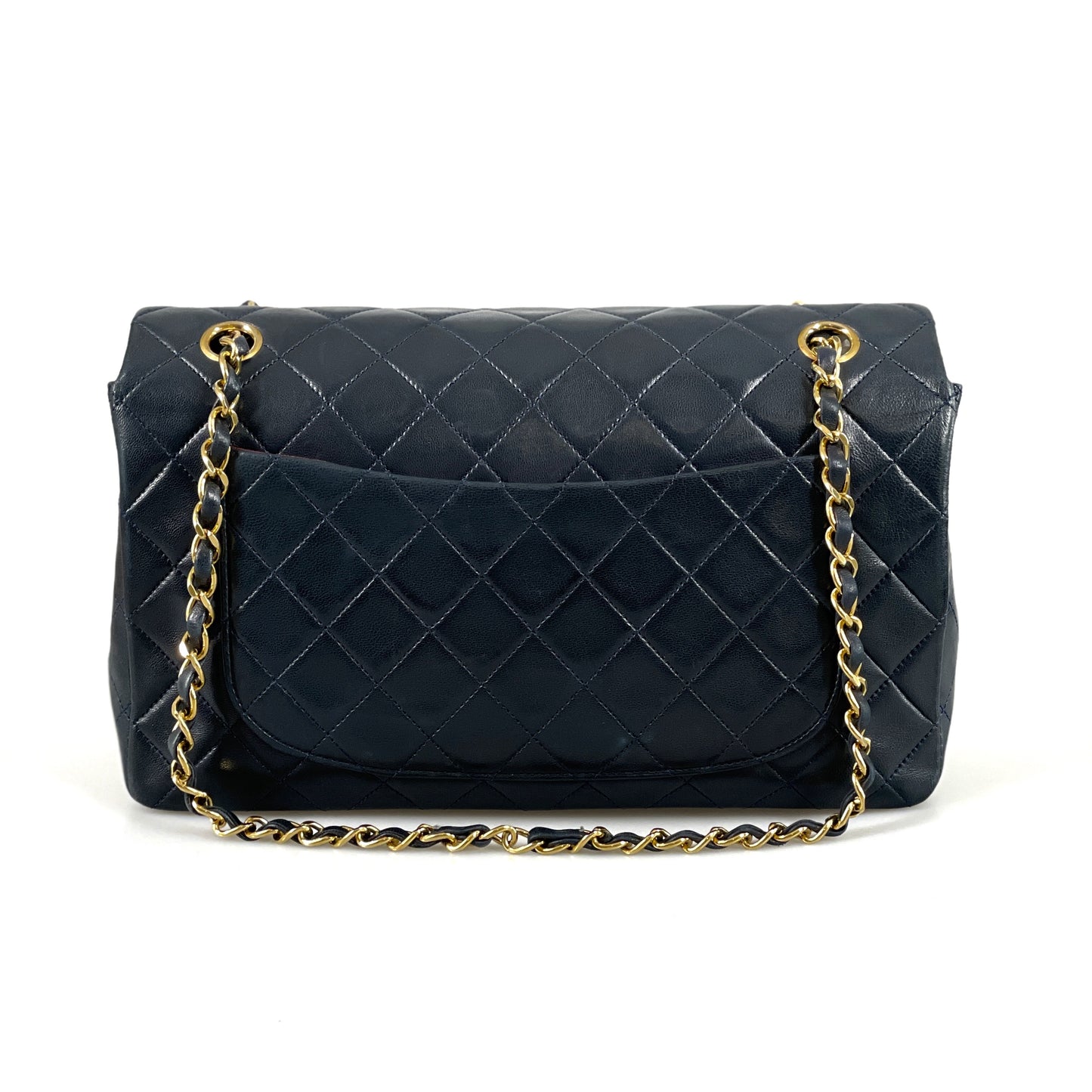 Chanel single flap mörkblå 90-tal SV8282